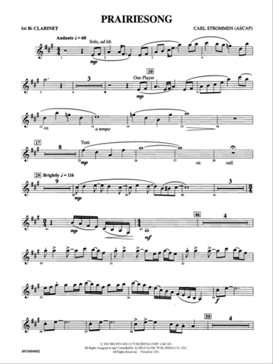 Prairiesong: 1st B-flat Clarinet