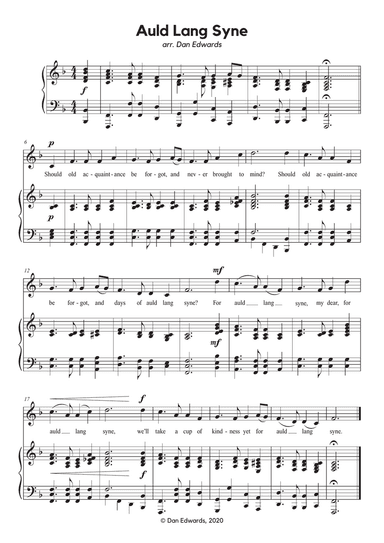 Auld Lang Syne - arranged for piano and voice. Singer Pro