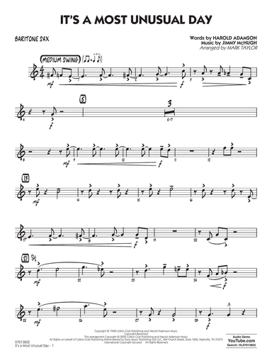 It's a Most Unusual Day (arr. Mark Taylor) - Baritone Sax