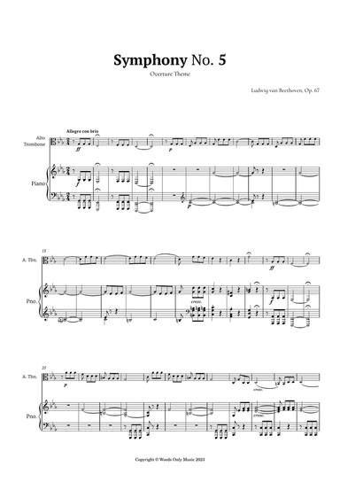 Symphony No. 5 by Beethoven for Alto Trombone and Piano