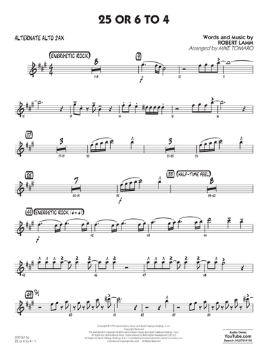 25 Or 6 To 4 (arr. Mike Tomaro) - Alternate Alto Sax