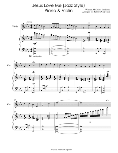 Jesus Loves Me (Piano and Violin, Jazz Style)