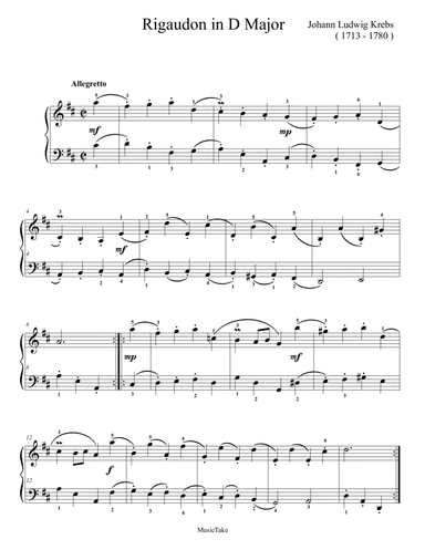 Krebs Rigaudon in D Major