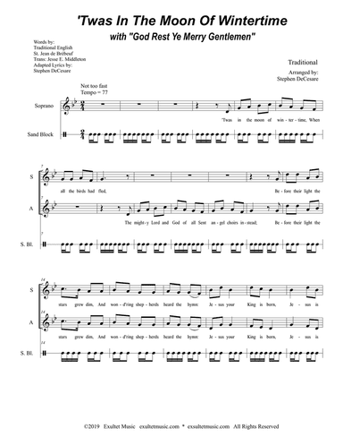 'Twas In The Moon Of Wintertime (with "God Rest Ye Merry Gentlemen") (2-part choir - (SA)