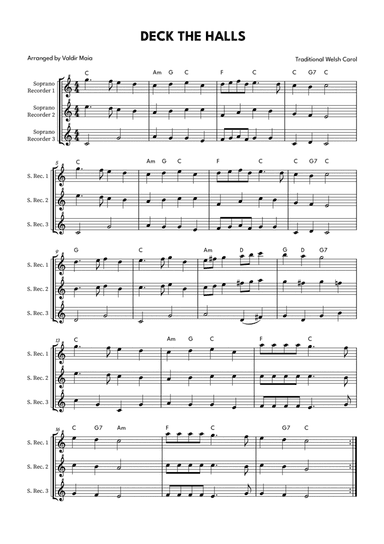 Deck The Halls - Soprano Recorder Trio