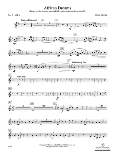 African Dreams: 2nd F Horn
