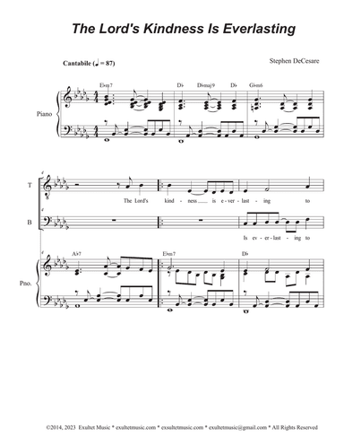 The Lord's Kindness Is Everlasting (Duet for Tenor and Bass solo)