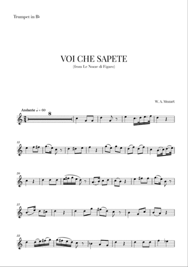 Mozart - Voi Che Sapete (for Trumpet)