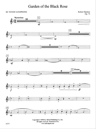 Garden of the Black Rose: B-flat Tenor Saxophone