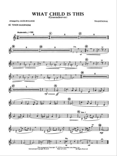 What Child Is This?: B-flat Tenor Saxophone