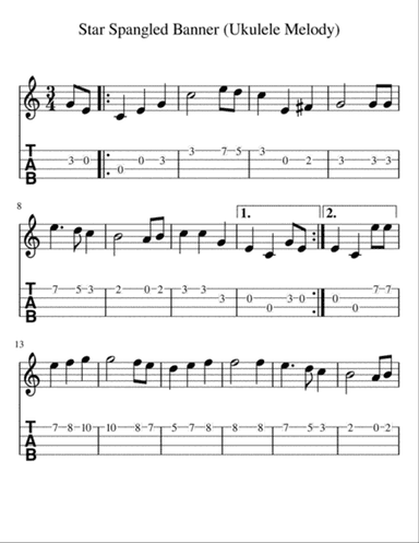 Star Spangled Banner (Ukulele Melody)