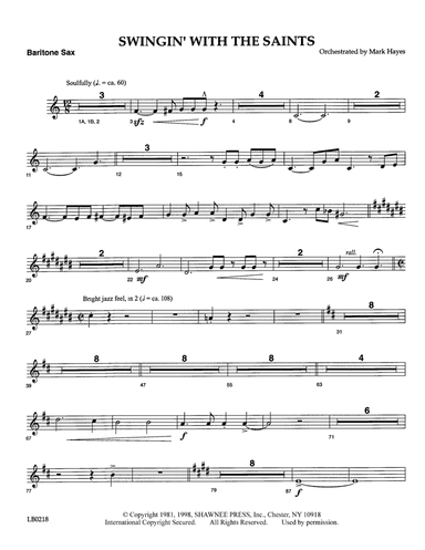 Swingin' With The Saints (arr. Mark Hayes) - Baritone Sax