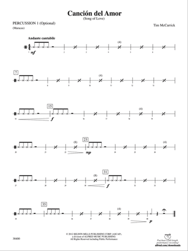 Canción del Amor: 1st Percussion