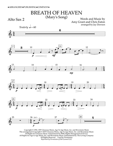 Breath of Heaven (Mary's Song) (arr. Jay Dawson) - Alto Sax 2