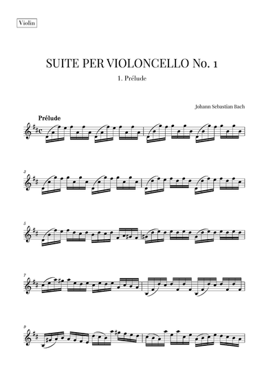 Bach - Prelude from Cello Suite No. 1 in G Major (Violin Transcription)