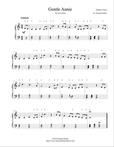 Gentle Annie - for easy piano