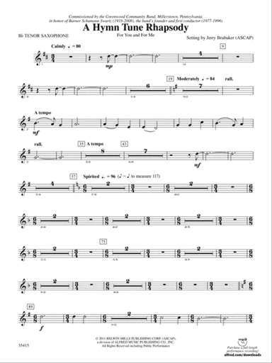 A Hymn Tune Rhapsody: B-flat Tenor Saxophone