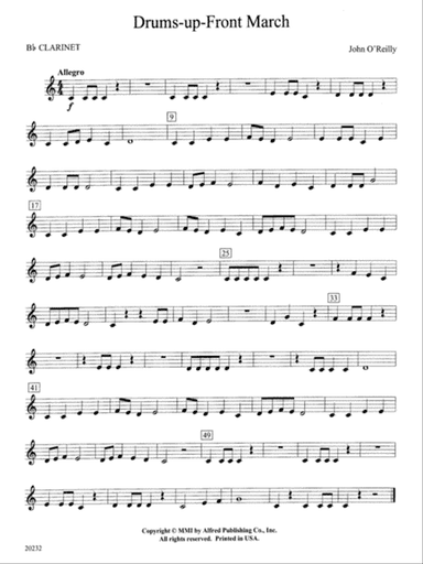Drums-up-Front March: 1st B-flat Clarinet