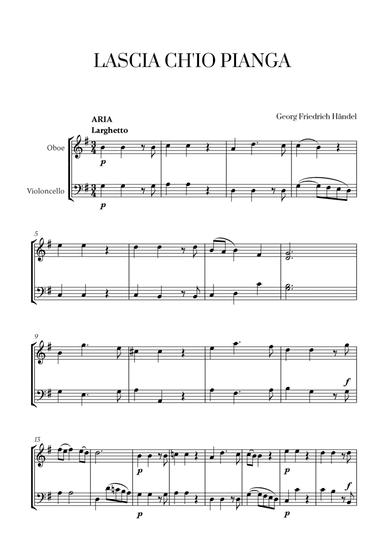 Haendel - Lascia ch’io pianga for Oboe and Cello