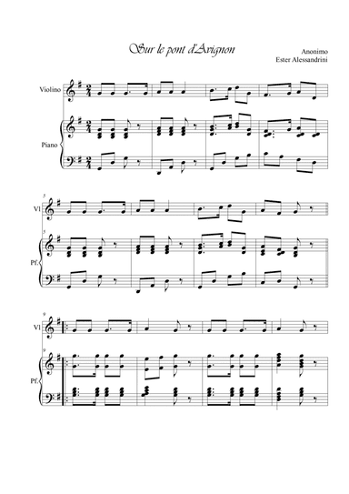 Sur le pont d'Avignon. Violin and piano duo