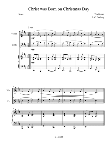 Christ was Born on Christmas Day (Violin and Cello Duet with Piano Accompaniment)