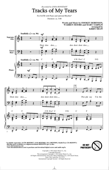Tracks Of My Tears (arr. Kirby Shaw)