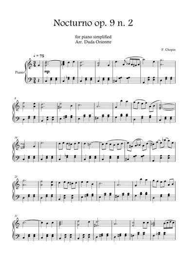 Nocturno op. 9 no. 2 (piano - SIMPLIFIED) CHOPIN