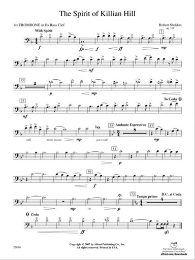 The Spirit of Killian Hill: (wp) 1st B-flat Trombone B.C.