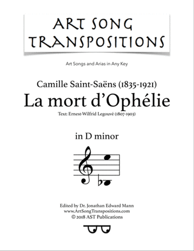 SAINT-SAËNS: La mort d'Ophélie (transposed to D minor)