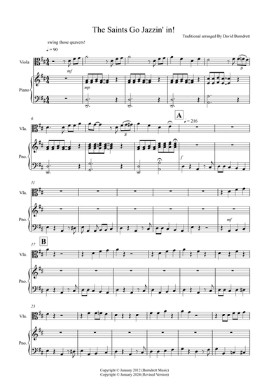 The Saints Go Jazzin' In for Viola and Piano