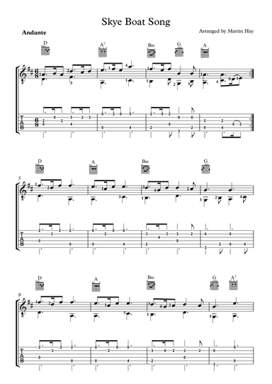 Skye Boat Song - For Guitar TAB