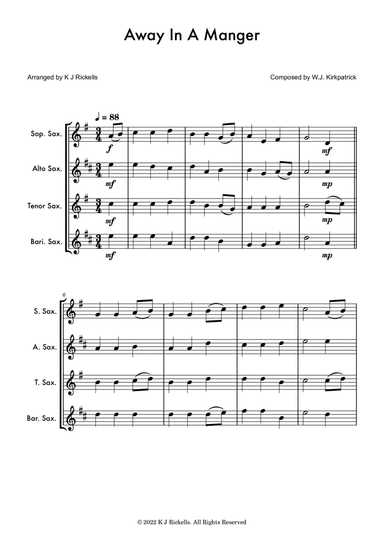 Away in a Manger - Saxophone Quartet