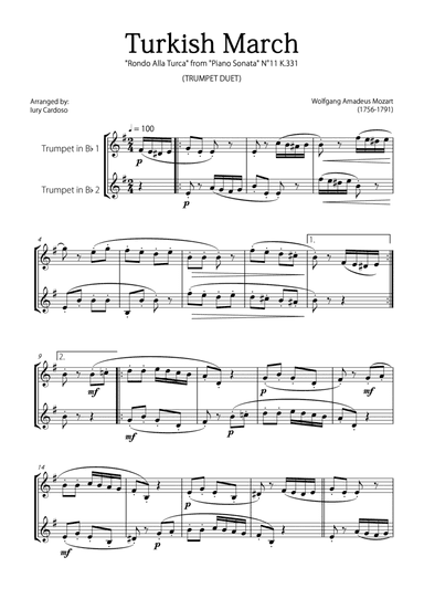 "Turkish March" (Alla Turca) - TRUMPET DUET
