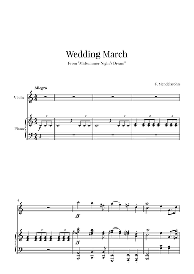 Wedding March for Violin and Piano - Mendelssohn
