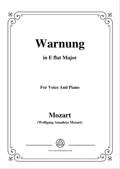 Mozart-Warnung,in E flat Major,for Voice and Piano
