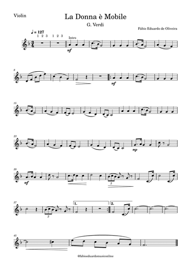 La Donna è Mobile - Rigoletto (Verdi) - Easy Arrangement