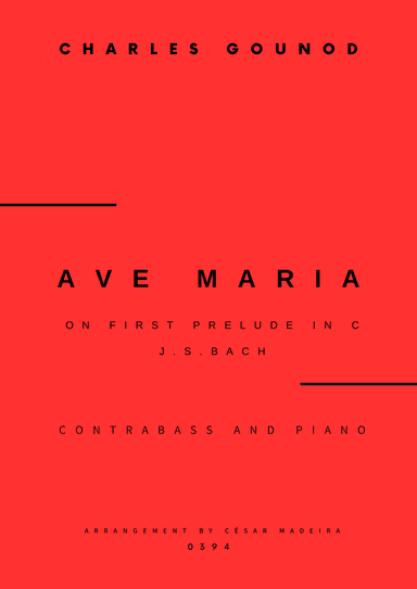 Ave Maria by Bach/Gounod - Contrabass and Piano (Full Score and Parts)