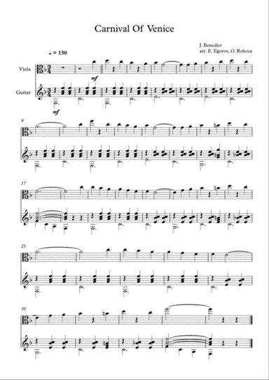 Carnival Of Venice, Julius Benedict, For Viola & Guitar