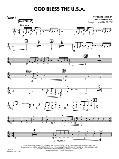 God Bless the U.S.A. (arr. Mark Taylor) - Trumpet 3