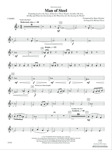 Man of Steel, Selections from: 1st F Horn