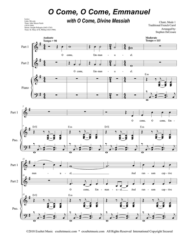O Come, O Come, Emmanuel (with "O Come, Divine Messiah") (2-part choir)