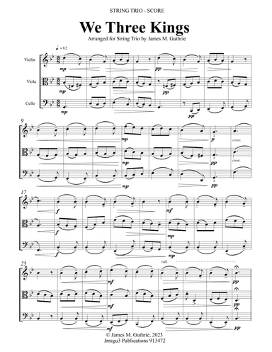 We Three Kings for String Trio