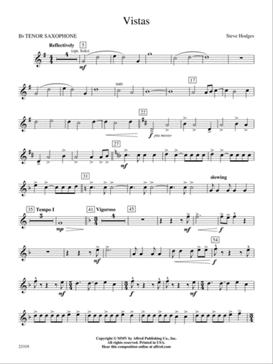 Vistas: B-flat Tenor Saxophone