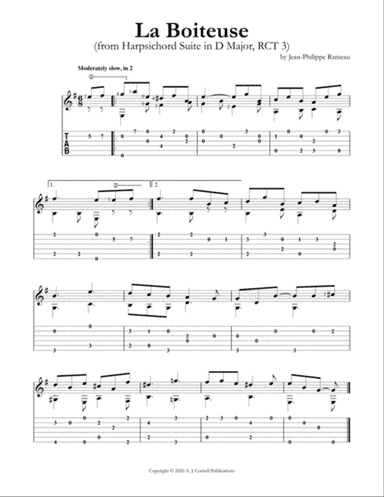 La Boiteuse (from Harpsichord Suite in D Major, RCT 3)