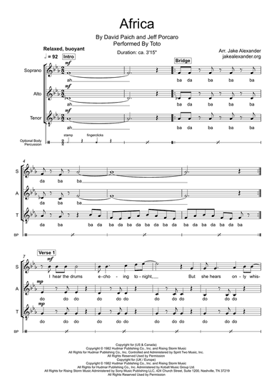 Africa (arr. Jake Alexander)