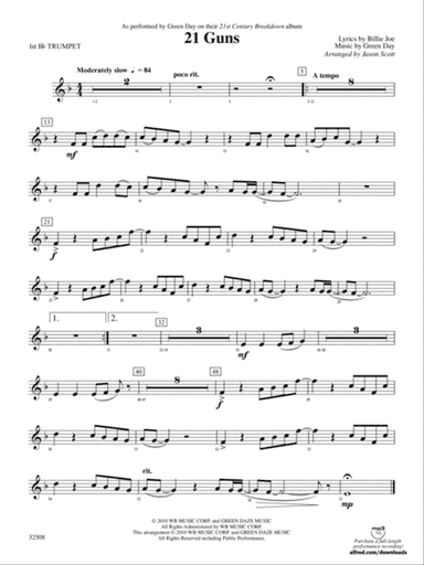 21 Guns: 1st B-flat Trumpet