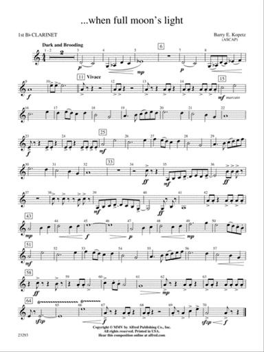 ... when full moon's light: 1st B-flat Clarinet