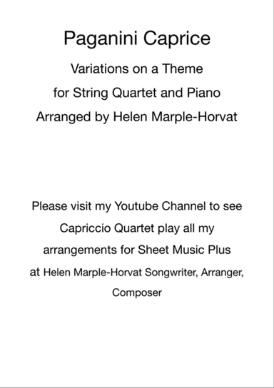 PAGANINI CAPRICE - VARIATIONS FOR STRING QUARTET AND PIANO