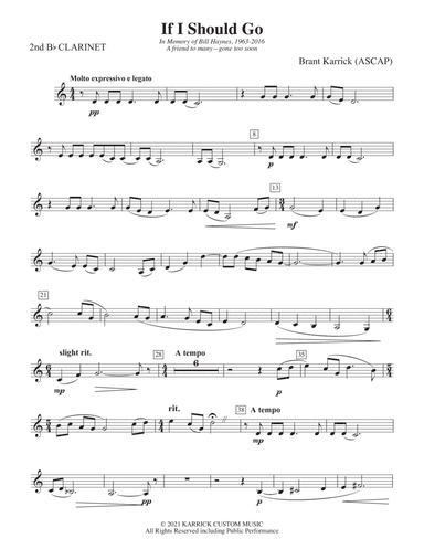 If I Should Go: 2nd B-flat Clarinet