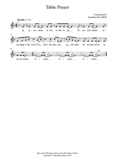 Table Prayer - Choir SATB